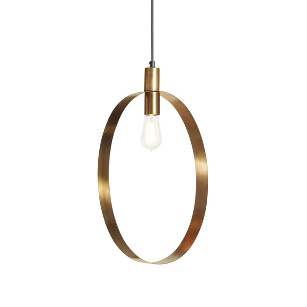 Oval Iron & Antique Brass Pendant
