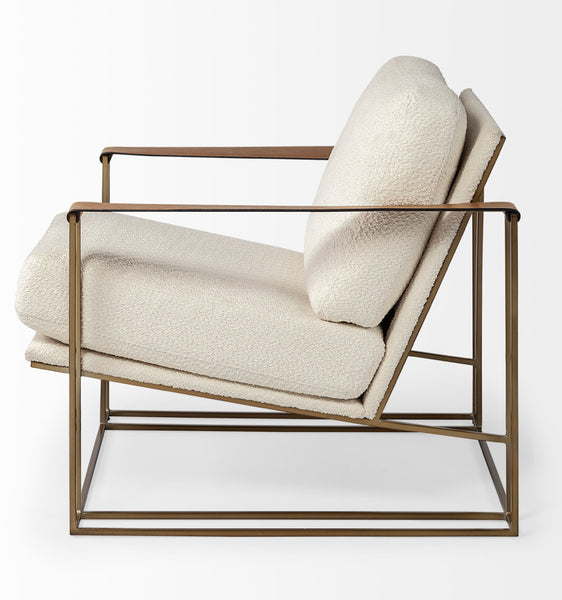 Cream Fabric & Gold Frame Accent Chair