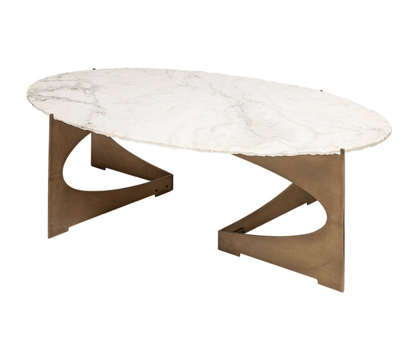 Oval Marble & Gold Iron Coffee Table