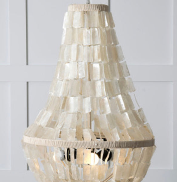 White Capiz Shell Teardrop Chandelier