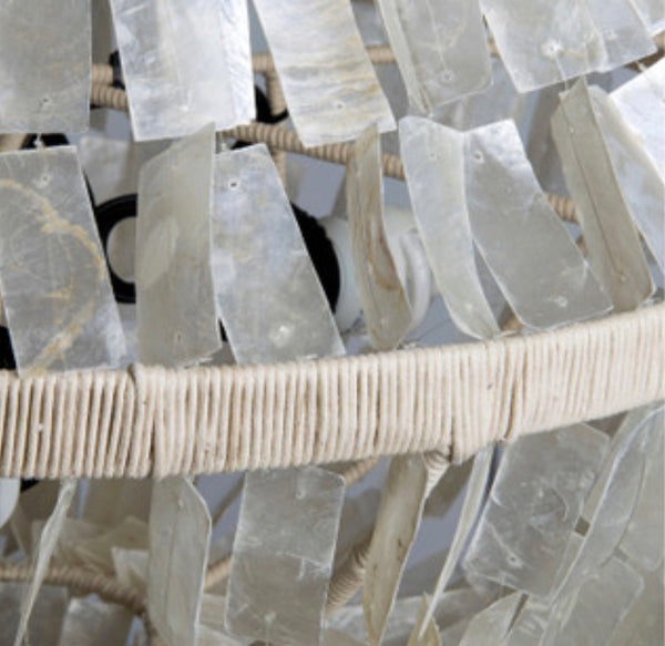 White Capiz Shell Teardrop Chandelier