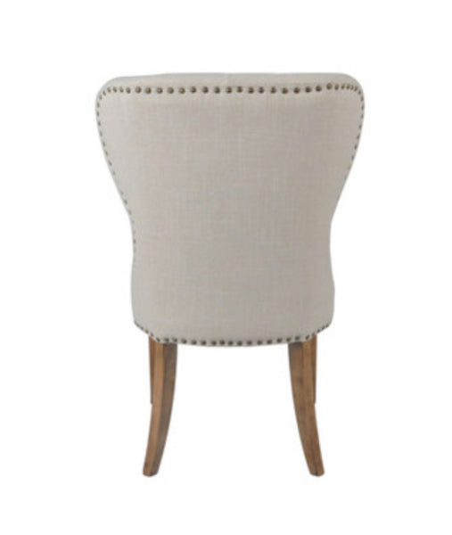 Beige Tufted Dining Chair w/ Teak Legs