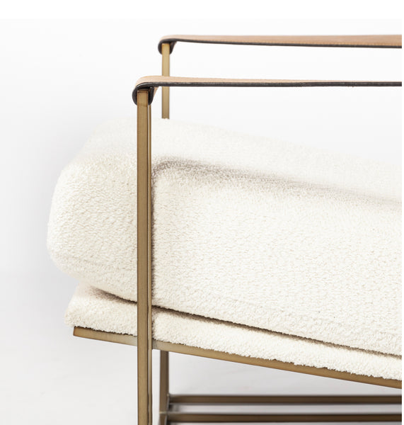 Cream Fabric & Gold Frame Accent Chair