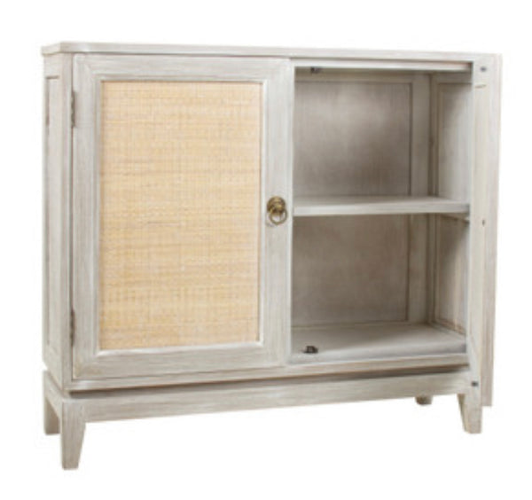 Teakwood & Cane White Cabinet