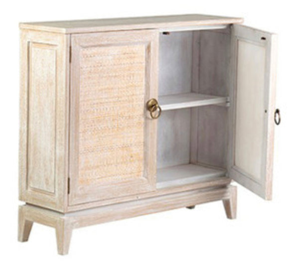 Teakwood & Cane White Cabinet