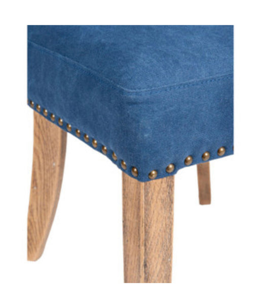 Blue Tufted Dining Chair w/ Teak Legs