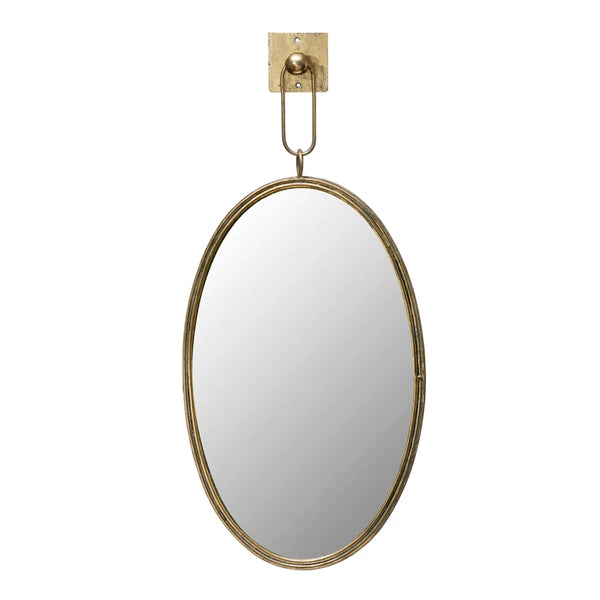 Gold Oval Mirror w/ Bracket
