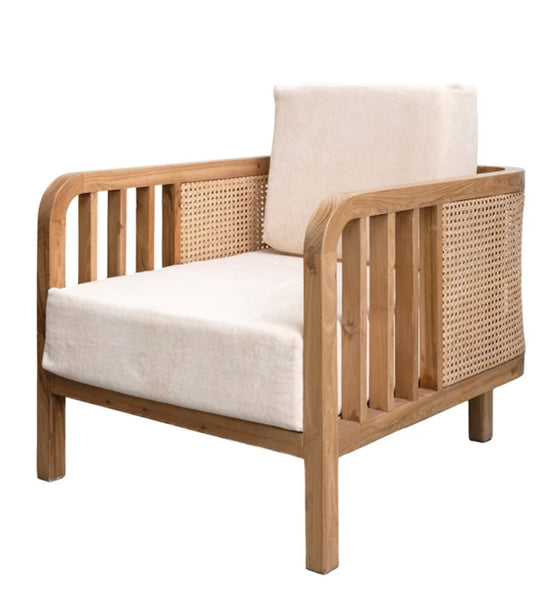 Teakwood & Cane Accent Chair