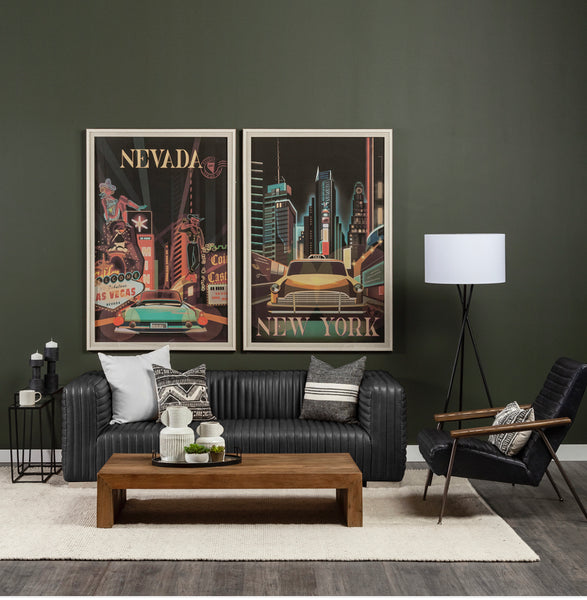 Black Top Grain Leather Sofa