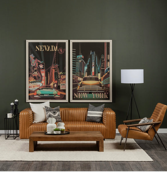 Cognac Leather & Wood Arm Chair