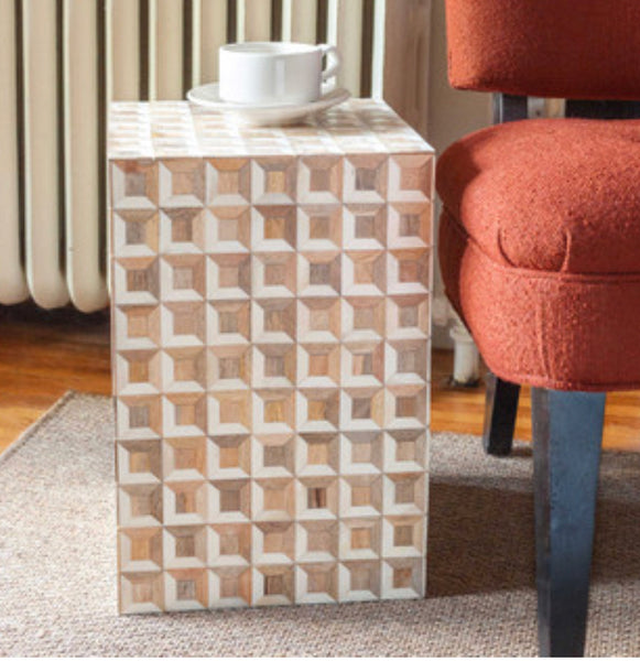 3D Pattern Bone & Wood Stool