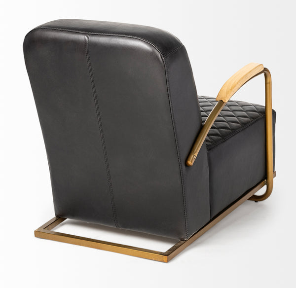 Black Leather Diamond Pattern Chair