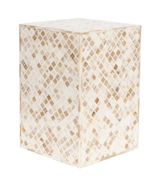 Tan & White Bone Stool