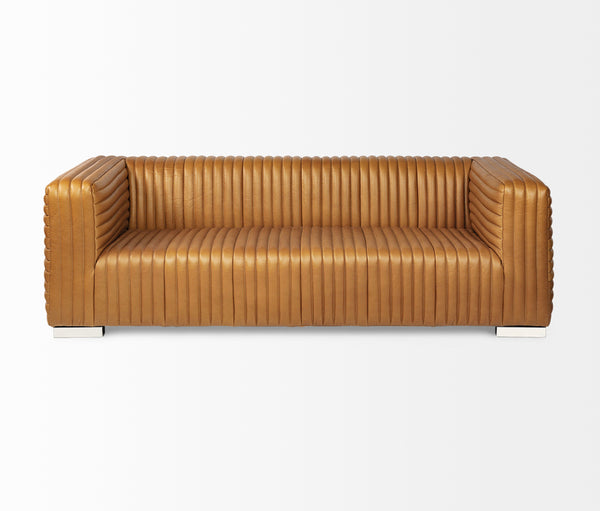 Cognac Top Grain Leather Sofa