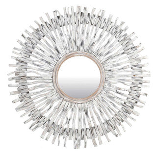 47” Teak Sunrise Radiance Mirror White