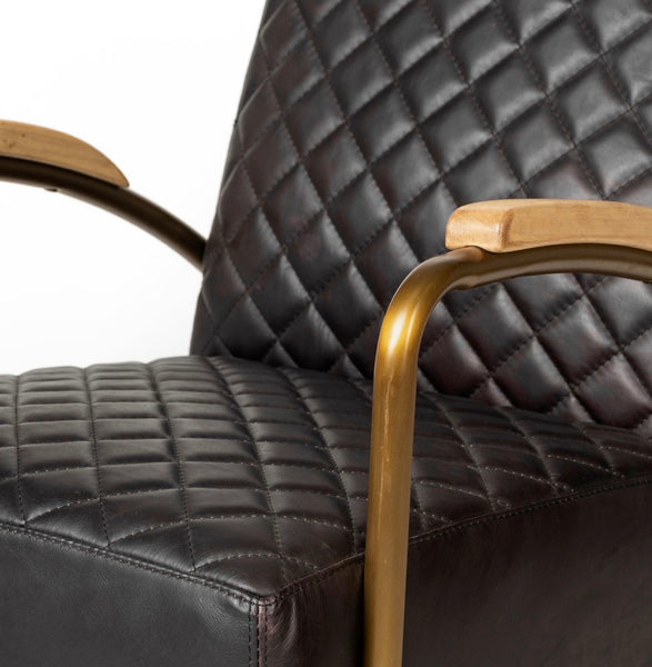 Black Leather Diamond Pattern Chair