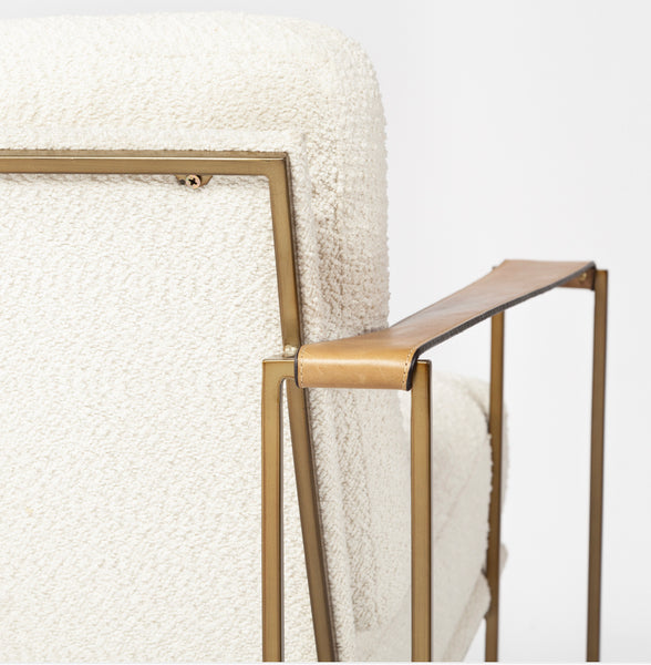 Cream Fabric & Gold Frame Accent Chair