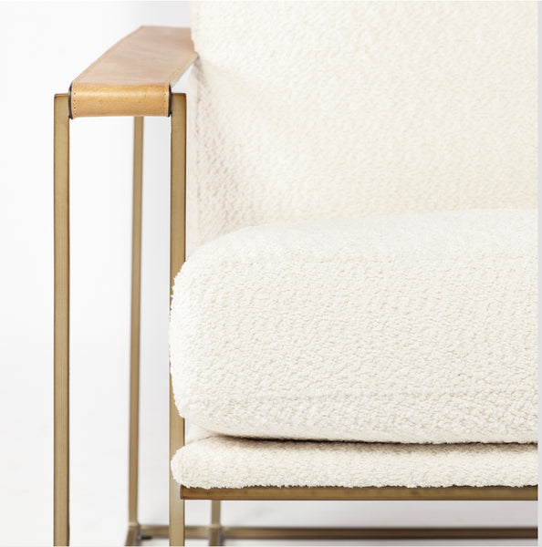 Cream Fabric & Gold Frame Accent Chair