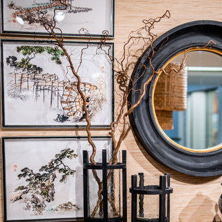 35” Black & Gold Wooden Mirror