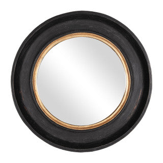35” Black & Gold Wooden Mirror