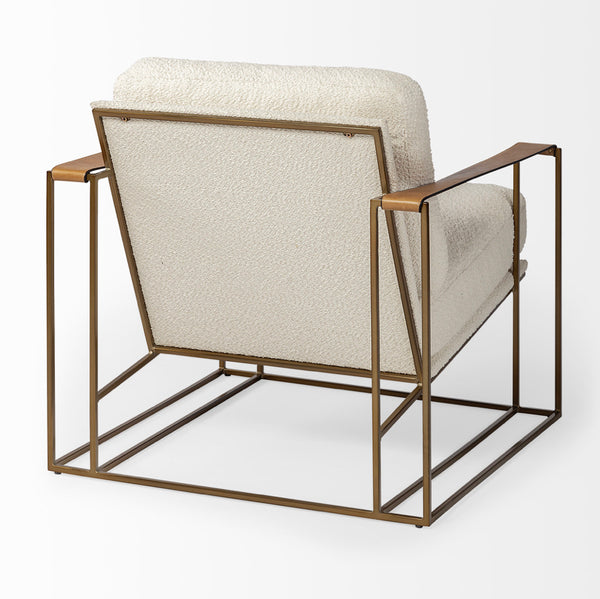 Cream Fabric & Gold Frame Accent Chair