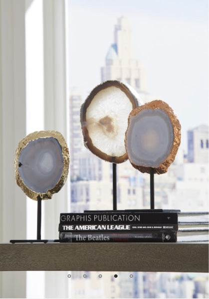 Agate Sculpture Silver Edge