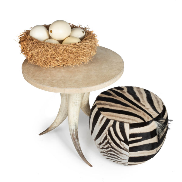 Cow Horn Table w/ Cream Cowhide Top