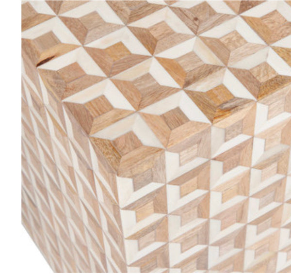 3D Pattern Bone & Wood Stool
