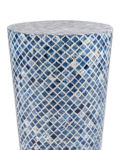Bone Inlay Blue & White Stool