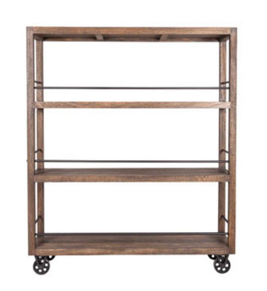 Reclaimed Mango Rolling Bookshelf