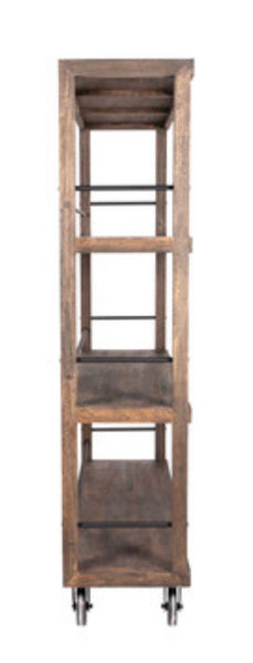Reclaimed Mango Rolling Bookshelf