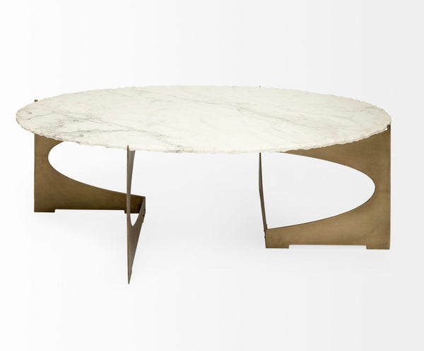Oval Marble & Gold Iron Coffee Table