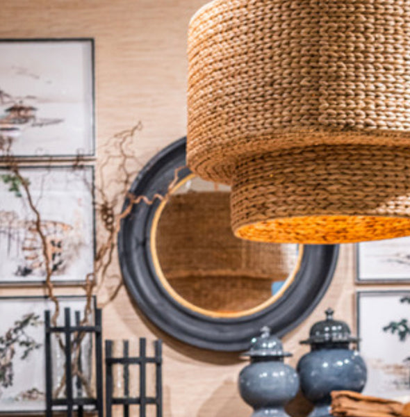 32” Seagrass Drum Chandelier