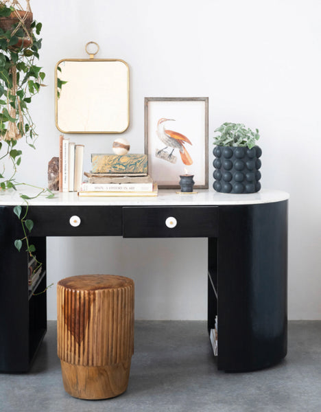 Carved Teakwood Stool/Side Table