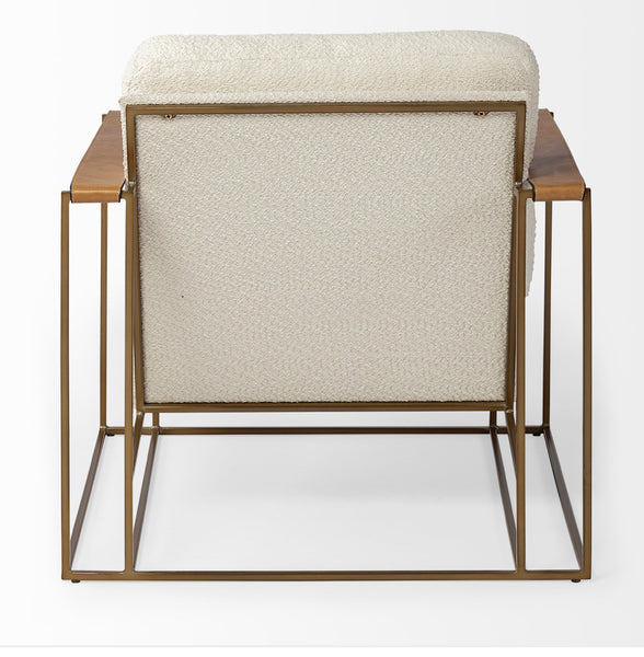 Cream Fabric & Gold Frame Accent Chair