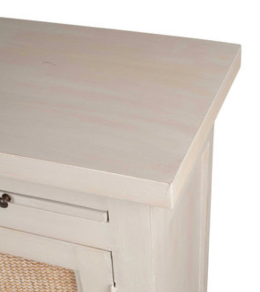 Wood & Rattan Tall Hall Cabinet
