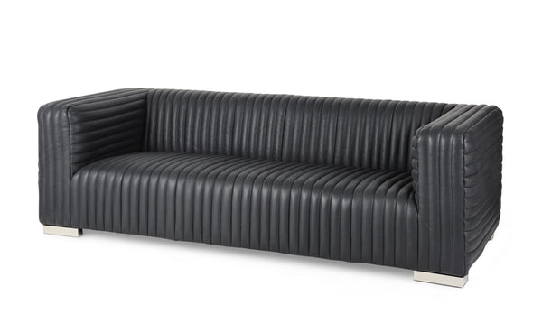 Black Top Grain Leather Sofa