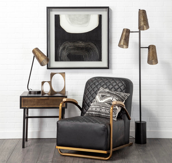 Black Leather Diamond Pattern Chair