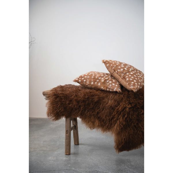 16” Goat Fur Pillow w/ Spots