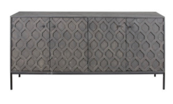 Raised Honeycomb 4 Door Cabinet