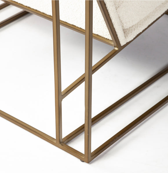 Cream Fabric & Gold Frame Accent Chair
