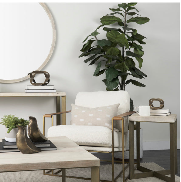 Cream Fabric & Gold Frame Accent Chair
