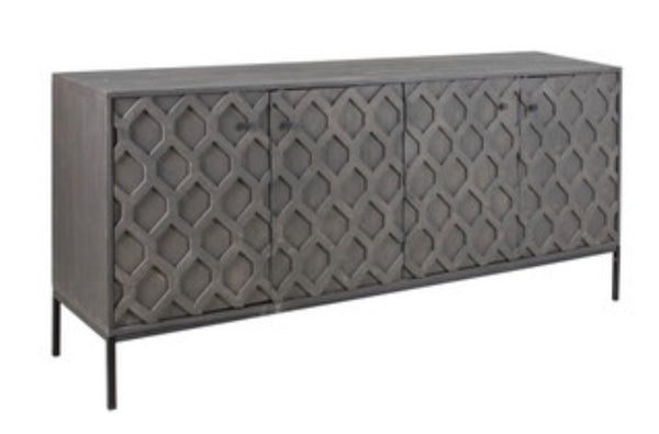 Raised Honeycomb 4 Door Cabinet