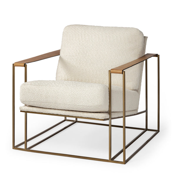 Cream Fabric & Gold Frame Accent Chair