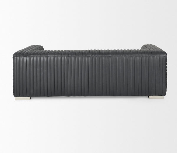 Black Top Grain Leather Sofa