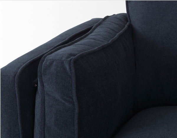 Navy Blue Fabric Sofa w/ Wood Feet