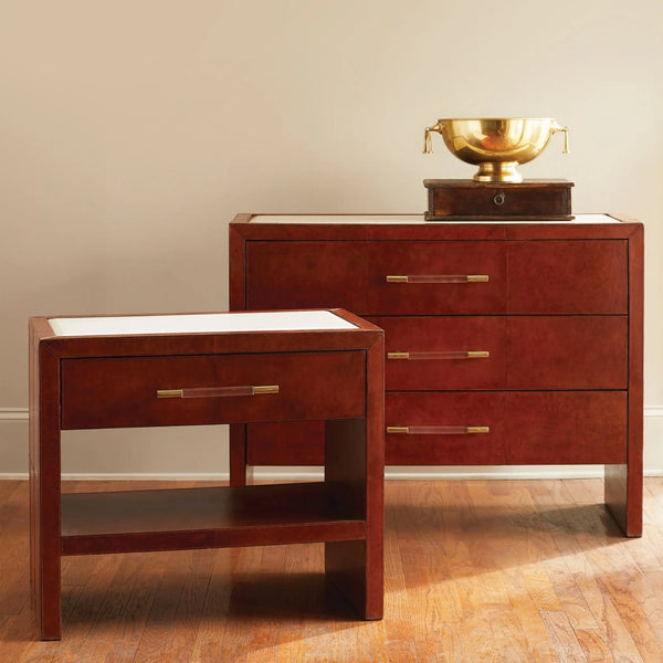 Leather & Marble Side Table