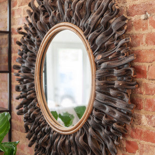47” Teak Sunrise Radiance Mirror