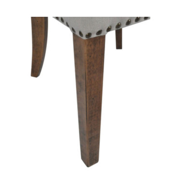 Beige Tufted Dining Chair w/ Teak Legs