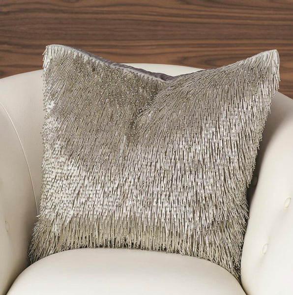 Hand Beaded Fringe Pillow